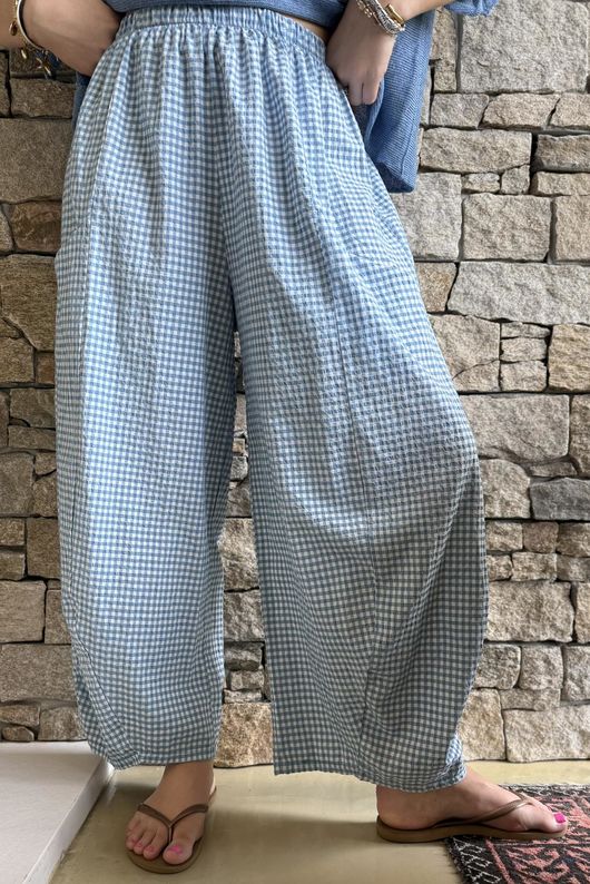 Arbi Gingham 7/8 Barrel Pant Denim